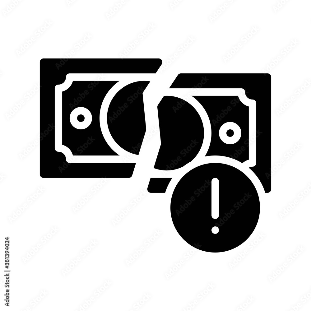 economic recession related crack dollars with letter i sign vectors in solid design,
