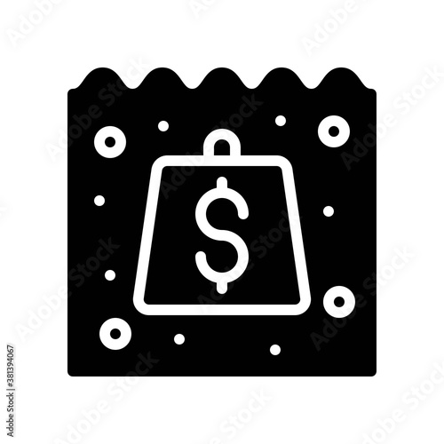 economic recession related dollar sign in water with zig zag vectors in solid design,
