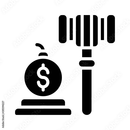 economic recession related justice hummer with boom and dollar vectors in solid design,