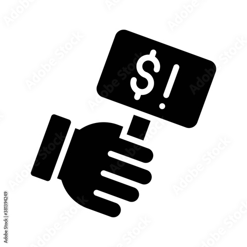 economic recession related board in hand with dollar sign on board vectors in solid design,