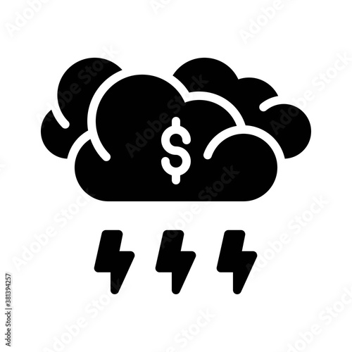economic recession related dollar sign with clouds and shock sign vectors in solid design,