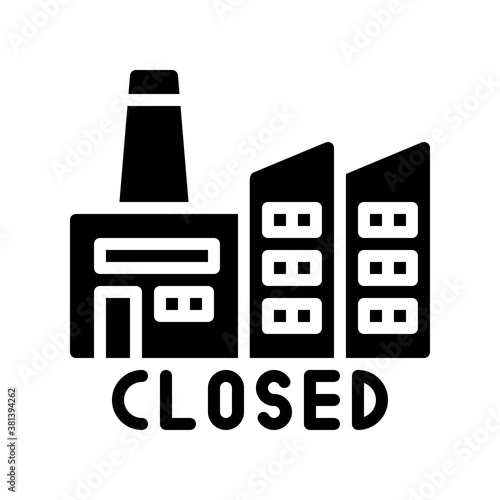 economic recession related factory building close with written text vectors in solid design,