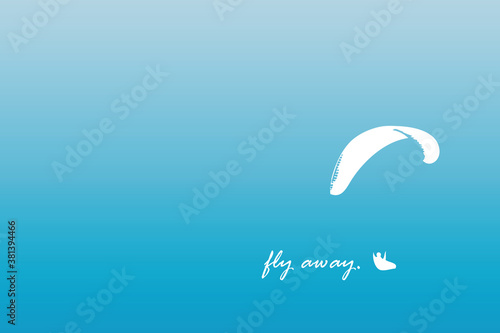 fly away freedom banner with paraglider in blue sky vector illustration EPS10