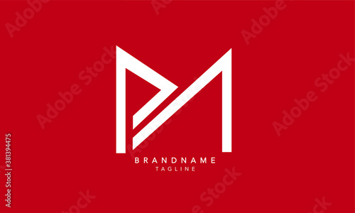 Alphabet letters Initials Monogram logo PM, MP, P and M