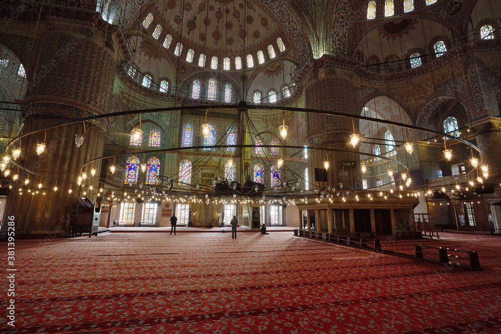 Interior of Sultan Ahmed Mosque or Blue Mosque Istanbul, Turkey