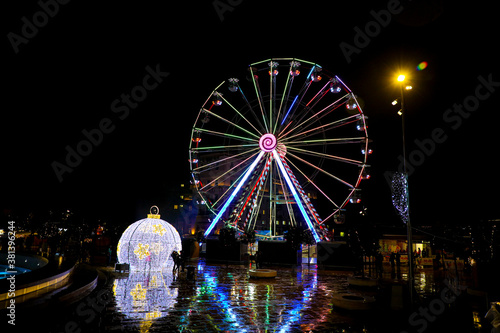 Colorful Ferris wheel at night | Valletta Christmas Village