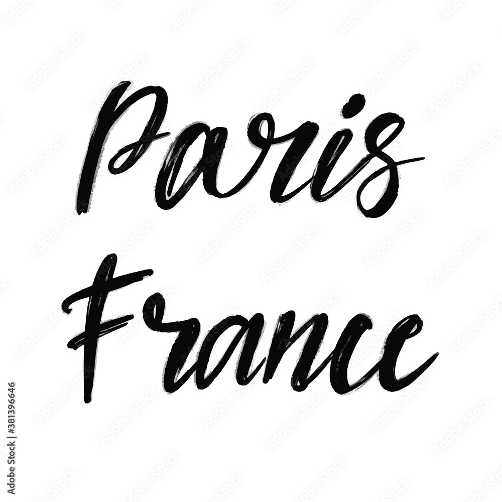 France hand drawn lettering. European country. Ink illustration. Modern brush calligraphy. Isolated on white background.