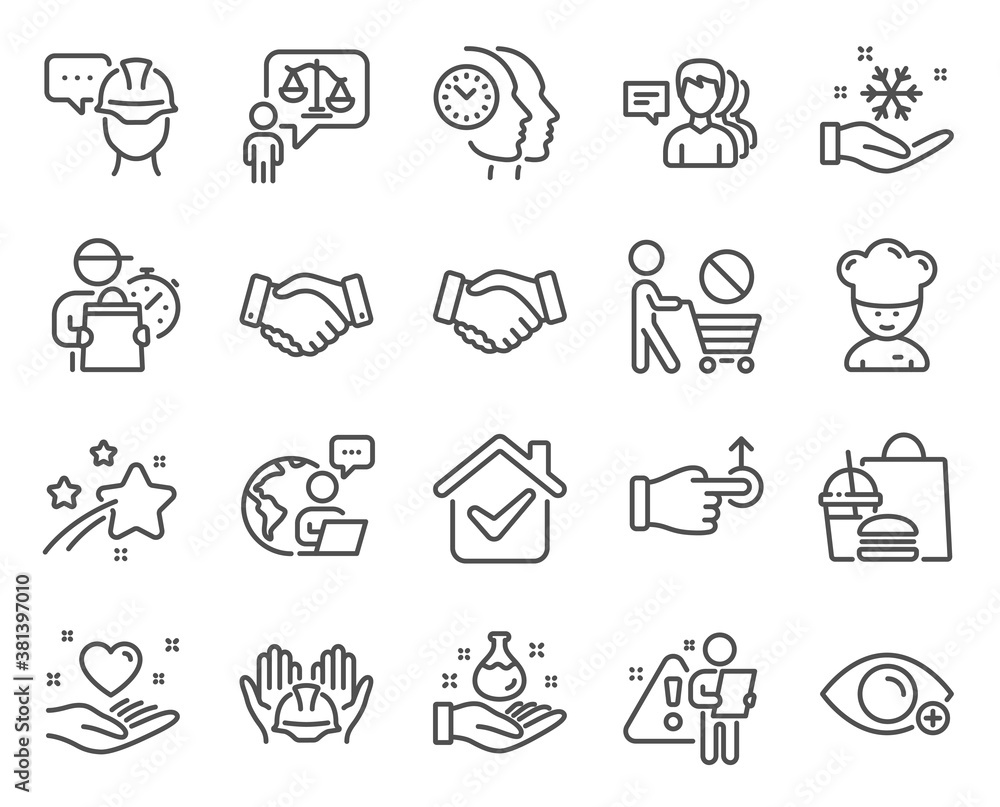 People icons set. Included icon as Stop shopping, Foreman, Freezing signs. Time management, Cooking chef, People symbols. Employees handshake, Farsightedness, Lawyer. Handshake, Drag drop. Vector People icons set. Included icon as Stop shopping, Foreman, Freezing signs. Time management, Cooking chef, People symbols. Employees handshake, Farsightedness, Lawyer. Handshake, Drag drop. Vector
