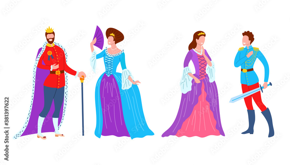 Cartoon Color Characters People Royal Family Set Concept. Vector Cartoon Color Characters People Royal Family Set Concept. Vector