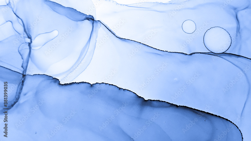 Naklejka premium Space Backdrop. Indigo Blue Transparent Paint. Indigo Blue Space Backdrop. Creativity Drawing. Sketch Effect. Alcohol Ink Pattern. Graphic Template. Image.
