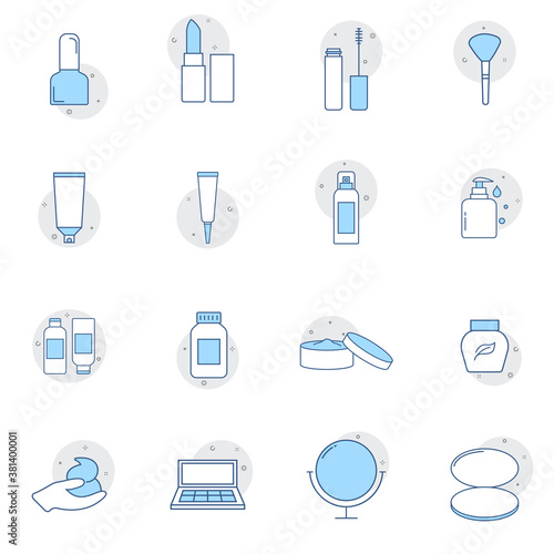 Cosmetics and beauty icon set in thin line style. Perfect vector graphics