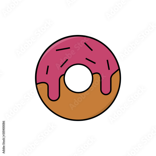 Donut with pink glaze. vector illustration Symbol, logo illustration. Perfect vector graphics