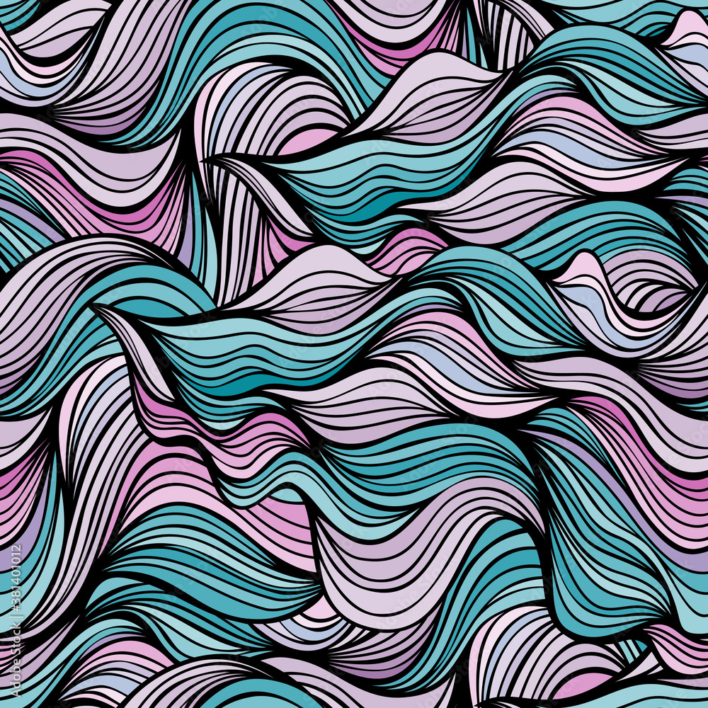 Streaming waves abstract seamless background. Colorful wavy striped pattern. Streaming waves abstract seamless background. Colorful wavy striped pattern.