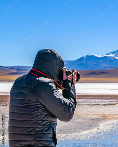 Man Taking Photos, Brava Lagoon, La Rioja, Argentina
