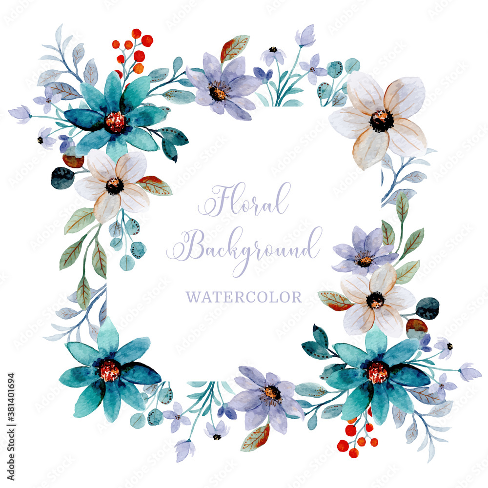 Obraz premium Soft purple green floral background with watercolor
