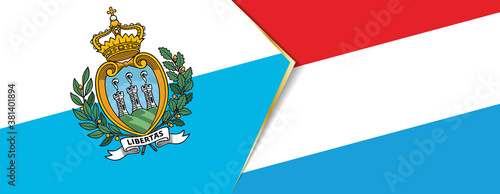 San Marino and Luxembourg flags, two vector flags.