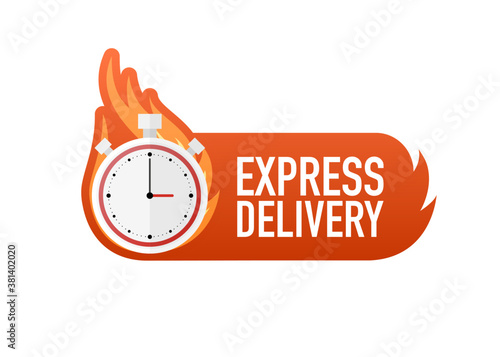 Flat icon with express fast delivery for banner design. Courier service. Food delivery service. Vector illustration. © StarGraphic