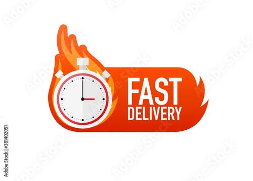Flat icon with express fast delivery for banner design. Courier service. Food delivery service. Vector illustration.
