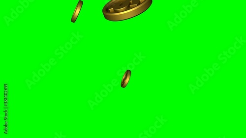 The exploding gold coins, 3d Rendering