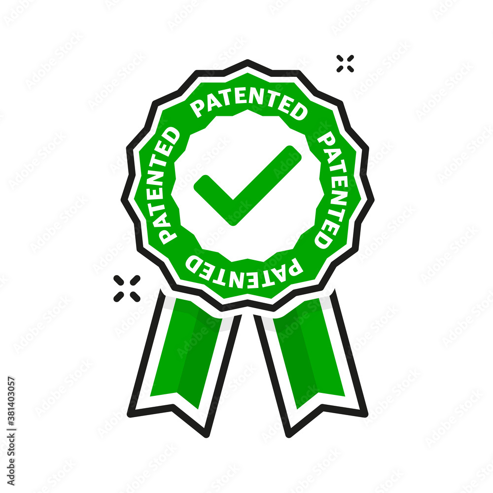Flat icon with green patented on white background. Vector illustration. Flat icon with green patented on white background. Vector illustration.