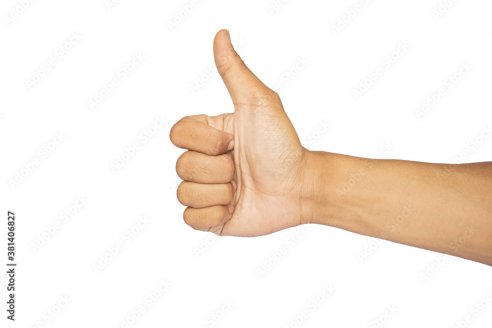 hand with thumb up isolated on white background hand with thumb up isolated on white background