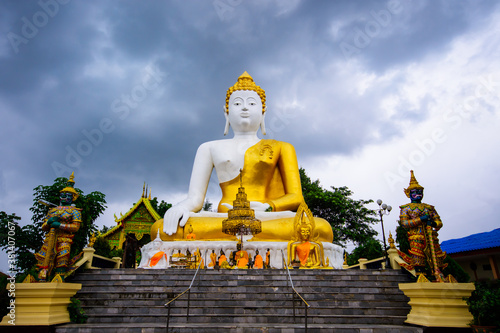Buddhist monastery Wat Phra That Doi Kham in Chiang Mai. Temple Thailand. © nopporn