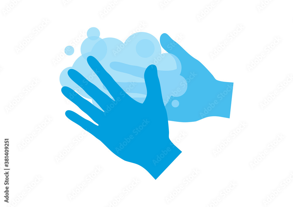 Washing hands icon vector. Silhouette of hands with with soap suds vector. Hand washing clip art isolated on a white background Washing hands icon vector. Silhouette of hands with with soap suds vector. Hand washing clip art isolated on a white background