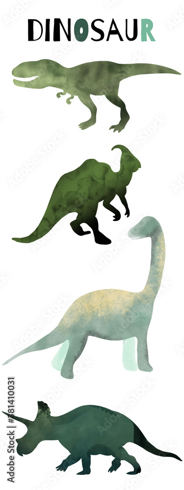 Different type of dinosaurs illustration set collection