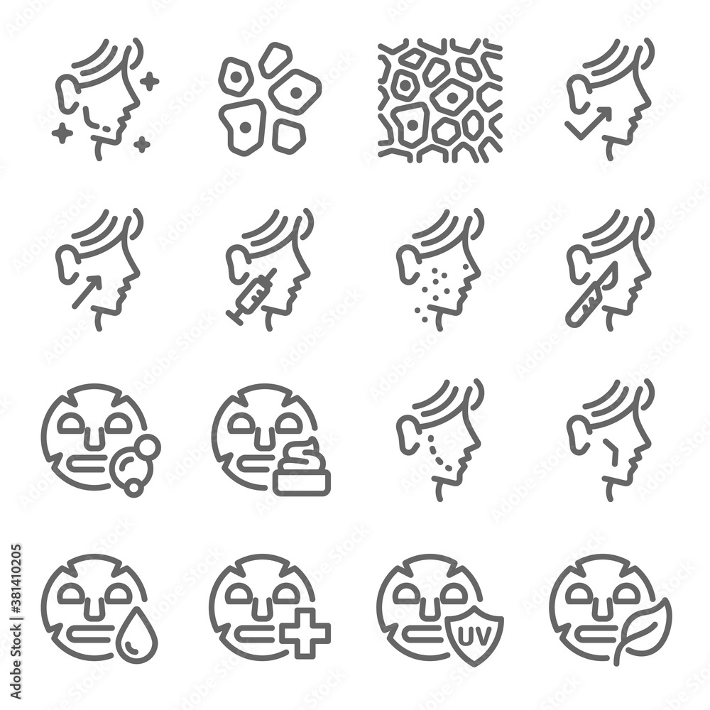 Face surgery icon illustration vector set. Contains such icon as Facial ...
