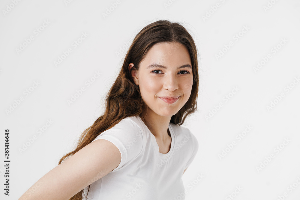 Pretty young smiling woman wearing casual clothes Pretty young smiling woman wearing casual clothes