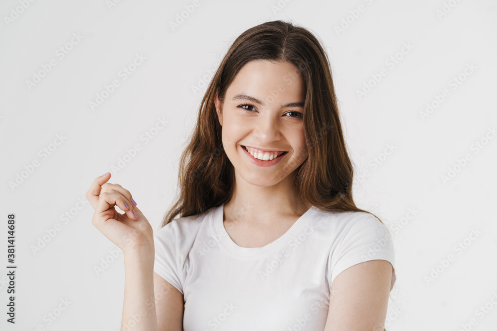 Pretty young smiling woman wearing casual clothes Pretty young smiling woman wearing casual clothes