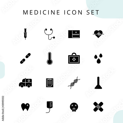 Health and medicine solid icon set, care and medical vector. Can use for logo, banner, application, website, infographic etc.