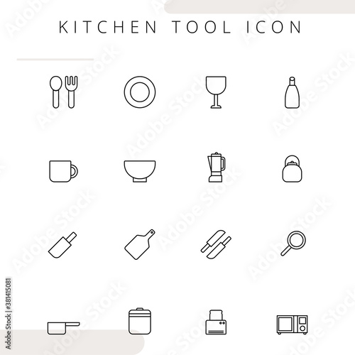Kitchen tools line icon set, vector illustration. Design for website, application, infographic, presentation, logo, banner etc.