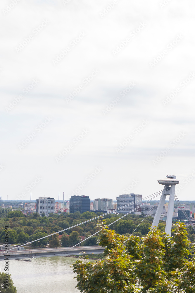 Fototapeta premium Panoramica o Skyline de la ciudad de Bratislava, pais de Eslovaquia