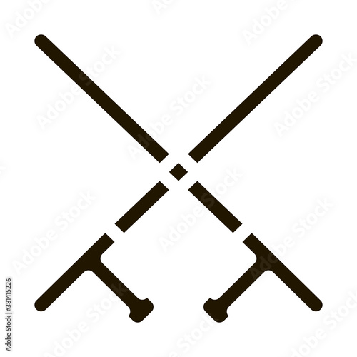 Crossed Police Batons glyph icon vector. Crossed Police Batons Sign. isolated symbol illustration