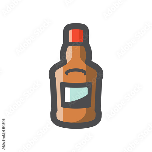 Cognac Bottle of Alcohol Vector icon Cartoon illustration