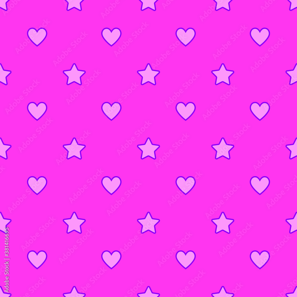 Hearts and stars seamless baby pattern, endless texture.