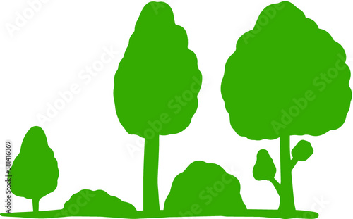 Flat of landscape green natural forest trees background 