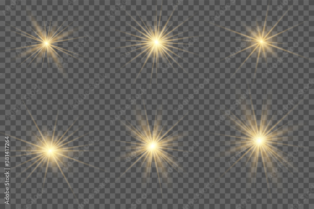 Yellow glowing light explodes on a transparent background. Yellow glowing light explodes on a transparent background.
