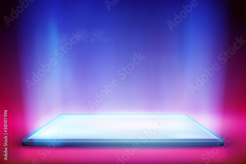 Smartphone light screen. Computer or tablet display. Colorful background. Vector illustration.
