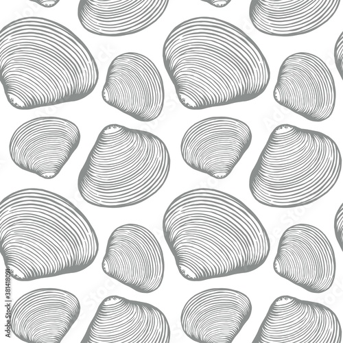 Sea shells simple retro color seamless pattern. Ocean nature background