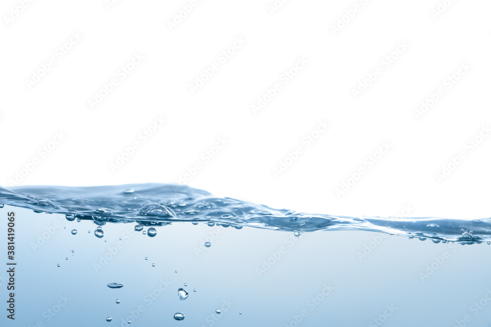 Water splash Aqua flowing in waves and creating bubbles Drops on the water surface feel fresh and clean isolated on white background Water splash Aqua flowing in waves and creating bubbles Drops on the water surface feel fresh and clean isolated on white background