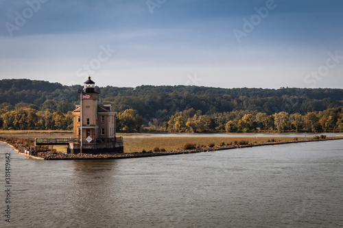 Fotografie Rondout Lighthouse on the Hudson River, Kingston, NY, in early fall