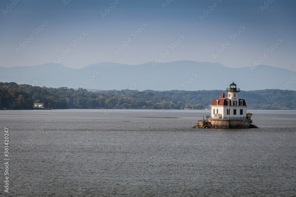 Esopus Meadows Lighthouse on the Hudson River, Esopus, NY, in early fall