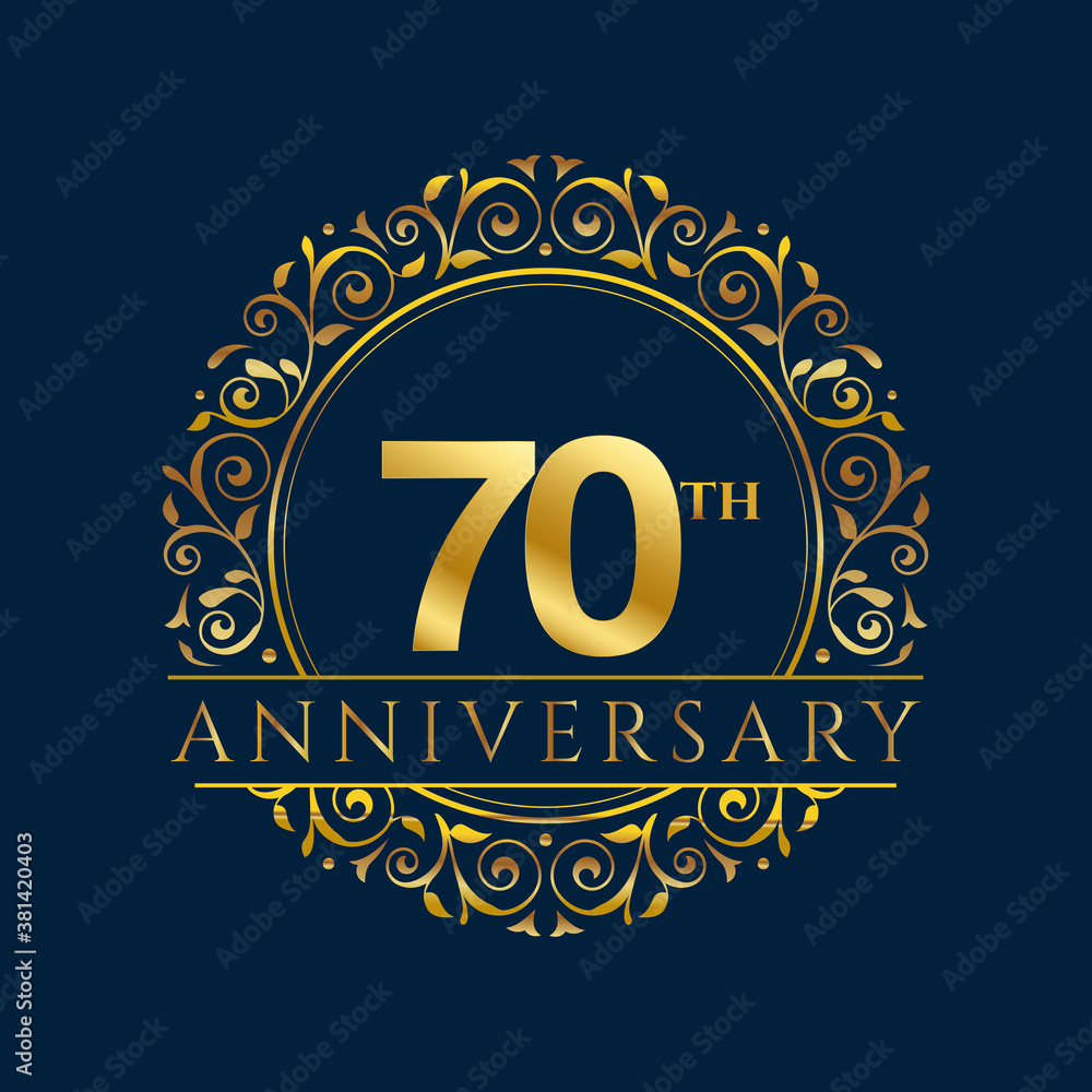 70 years anniversary invitation card template isolated vector illustration. Ten years Black greeting card template