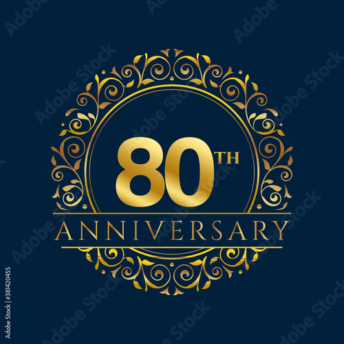 80 years anniversary invitation card template isolated vector illustration. Ten years Black greeting card template