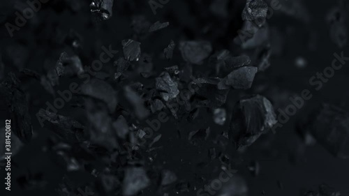 Super Slow Motion Shot of Coal Explosion Towards the Camera at 1000 fps. photo