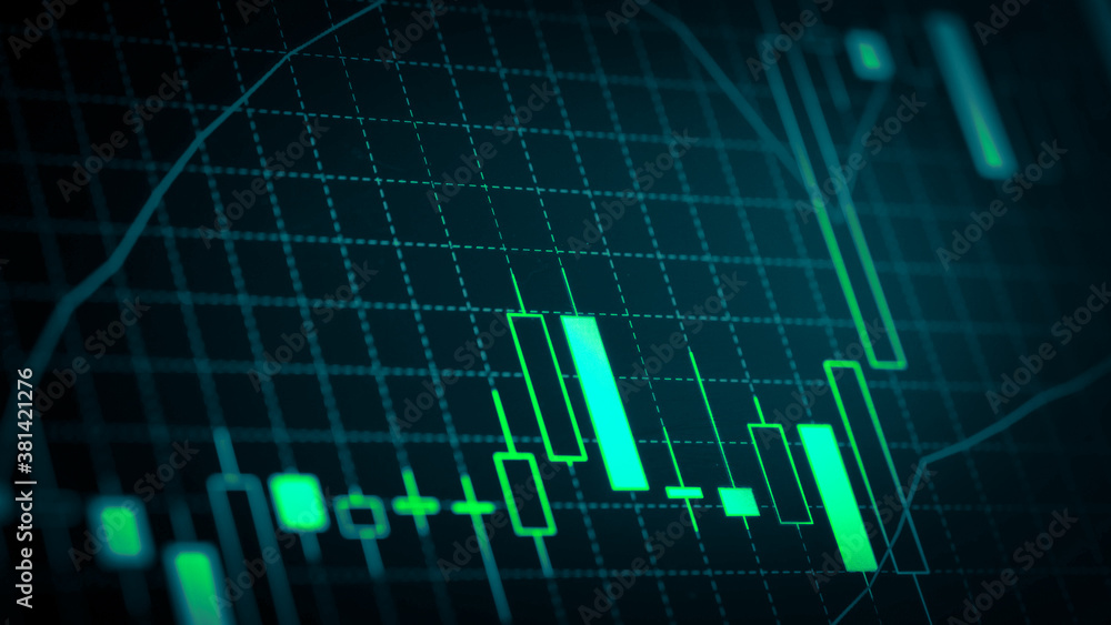 Stock market chart which including of currency symbol and Up/Down trend on monitor. Yellow Background with currency bars and candlestick chart Stock market chart which including of currency symbol and Up/Down trend on monitor. Yellow Background with currency bars and candlestick chart