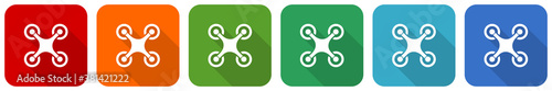 Drone, copter icon set, flat design vector illustration in 6 colors options for webdesign and mobile applications