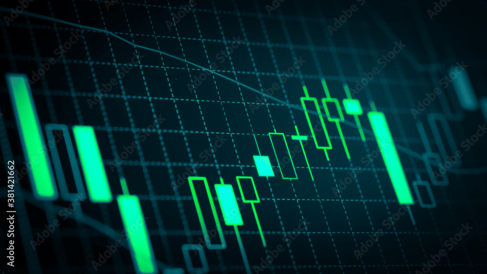 Stock market chart which including of currency symbol and Up/Down trend on monitor. Yellow Background with currency bars and candlestick chart Stock market chart which including of currency symbol and Up/Down trend on monitor. Yellow Background with currency bars and candlestick chart